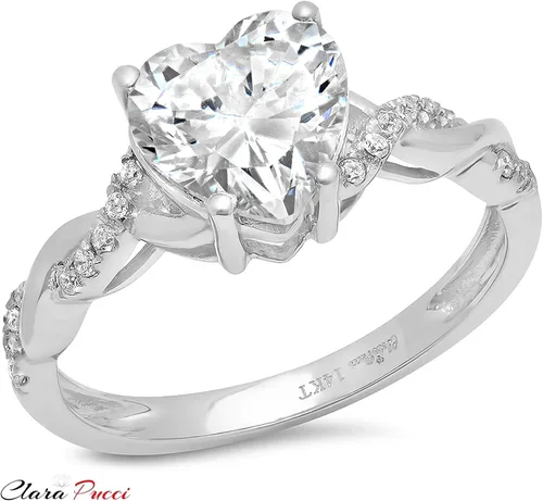 Vista 4 de Anillo de compromiso de oro blanco de 14 quilates con diseño de cruz entrecruzada de 2,19 quilates con zafiro blanco auténtico creado