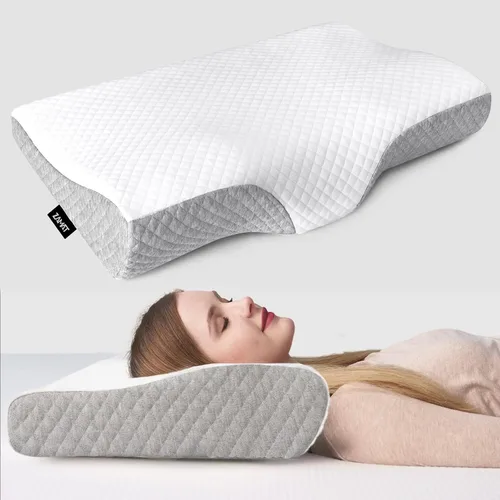 Vista 15 de ZAMAT Almohada de espuma viscoelástica para aliviar el dolor de cuello, almohada cervical ergonómica ajustable para dormir, almohada ortopédica