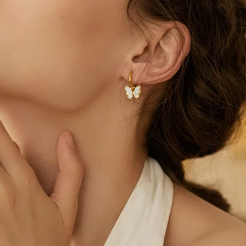 Vista 3 de Drop Dangle Earrings, Lock Heart Cross Zirconia Earrings 14K Gold Dangle Huggies Hoops Statement Punk for Women Girls Rock Hypoallergenic Jewelry