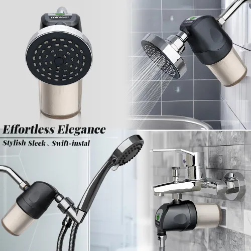 Vista 7 de Miniwell Sistema de filtro de ducha - Purifica el agua, reduce el agua dura y el cloro, suaviza la piel y el cabello Filtro de baño