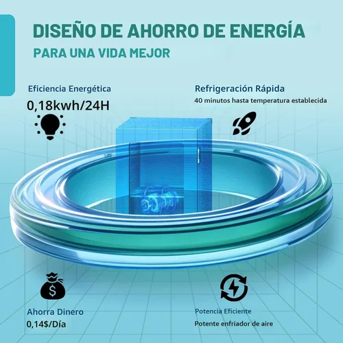 Vista 4 de Erivess - Refrigerador compacto independiente para bebidas, mini refrigerador para 24 latas/0.9 pies cúbicos con puerta frontal de vidrio reversible