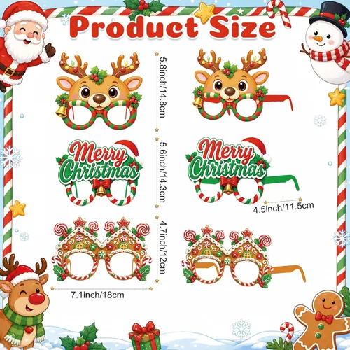 Vista 2 de Vinsot 32 anteojos de papel para fiesta de Navidad, decoración