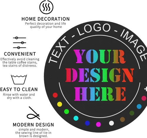 Vista 3 de Posavasos personalizados, resistentes al calor, antideslizantes, de cuero, para añadir tu foto, texto, logotipo, imagen para auto, taza de café
