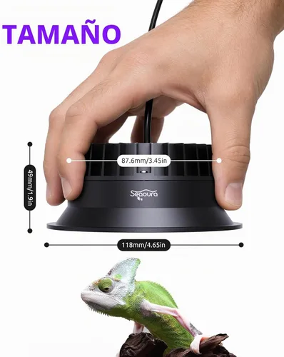 Vista 4 de Luz UVA UVB para reptiles, lámpara LED de reptiles con temporizador y Negro