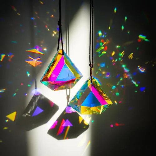 Vista 15 de H&D HYALINE & DORA Prismas Atrapasoles de Cuernos de Cristal con Revestimiento AB de 4.7", Juego de 2 Creadores de Arcoíris Prismas Colgantes