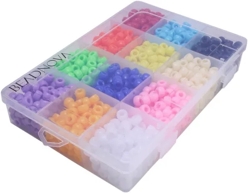 Vista 3 de BEADNOVA Juego de cuentas de pony a granel Kandi de colores mixtos de plástico arcoíris colores opaco surtido para manualidades