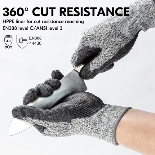 Vista 2 de Vgo... ANSI A3 Cut Resistant Gloves EN388 Level 5 Certified Hand Protection Gloves(SK2131)