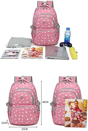 Vista 2 de Mochila con estampado de huellas de perro para estudiantes de escuela primaria, bolsa escolar para estudiantes, Mochila negra, Viajar