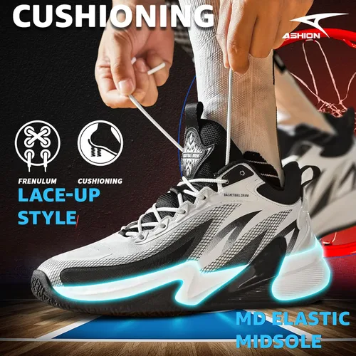 Vista 4 de ASHION Mens Basketball Shoes Breathable Walking Sneakers Professional Basketball Sports Tennis Running Shoes