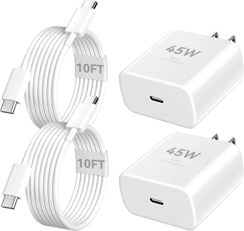 Vista 8 de Cargador para teléfono 17 16 Pro Max de carga rápida, bloque de carga USB C súper rápido de 45 W con cable de carga de 6.6 pies para 17 16 Pro