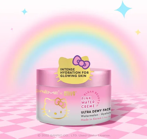 Vista 4 de The Crème Shop x Hello Kitty Kawaii Klean Vault: Klean Beauty Cuidado de la piel con limpiador facial, tónico de leche de fresa, crema de agua rosa