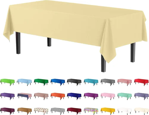 Vista 43 de Party Solids Paquete de 4 manteles de plástico color azul aguamarina, 54 x 108 pulgadas, mantel desechable para fiestas y pícnics