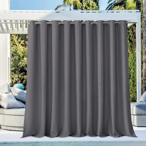 Vista 68 de NICETOWN Cortina para Exteriores para Patio Impermeable de 84 Pulgadas de Ancho, Aislamiento Térmico con Ojales Antioxidantes Bloqueo UV Cortina