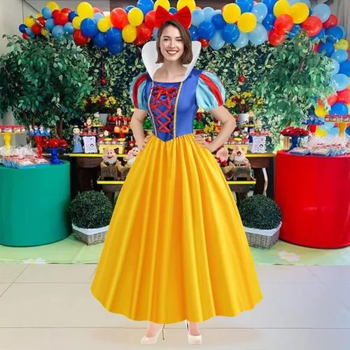 Vista 2 de Disfraz de princesa para mujer, vestido de princesa para adultos con diadema, disfraz de Halloween