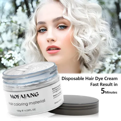 Vista 3 de Pomadas de cera de color blanco para el cabello, 4.23 onzas, material de cera natural para colorear el cabello, desechable, arcillas cenizas