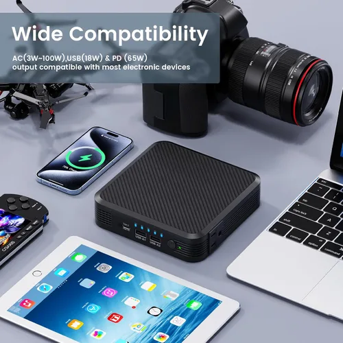 Vista 3 de Banco de energía portátil para laptop de 100 W, salida de CA, 72 Wh/20000 mAh con 65 W PD USB C cargador portátil para laptop, paquete de batería