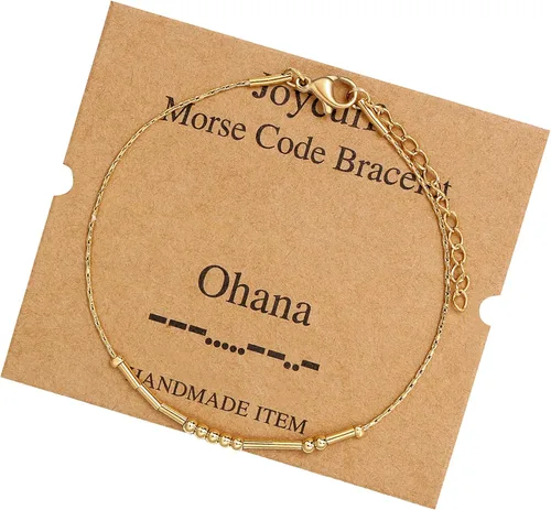 Vista 8 de JoycuFF Pulseras inspiradoras de código morse para mujeres, cuentas de plata, joyería con mantra de motivación, regalos para ella