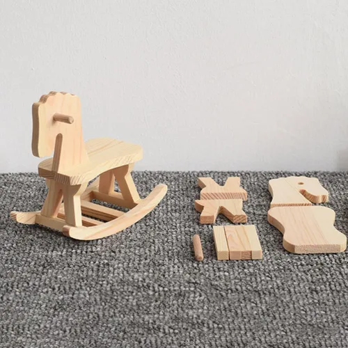 Vista 8 de Toddmomy Mini caballo mecedor de madera, 3 juegos de figuras de caballo mecedora sin terminar y decoraciones de árbol de Navidad para pintura