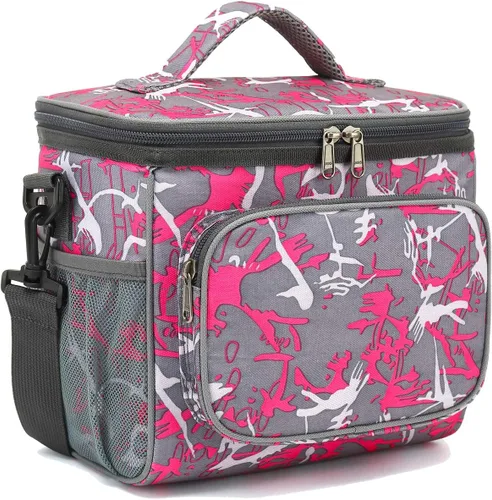 Vista 32 de FlowFly - Lonchera reutilizable con aislante para adultos, grande, para mujeres y hombres, con correa ajustable para el hombro, bolsillo frontal