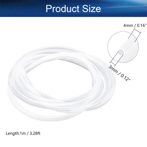 Vista 2 de Bettomshin 1 tubo de silicona de 3.3 ft de longitud, 0.118 in ID 0.157 in de diámetro exterior flexible de goma de silicona tubo de manguera de aire