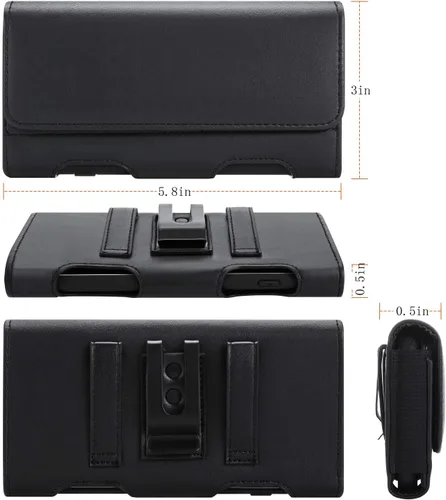 Vista 5 de BECPLT Funda de cuero con soporte para tarjeta de identificación, funda con clip para cinturón para iPhone 13 Mini, 12 Mini, 8, 7, 6s, 6, Galaxy