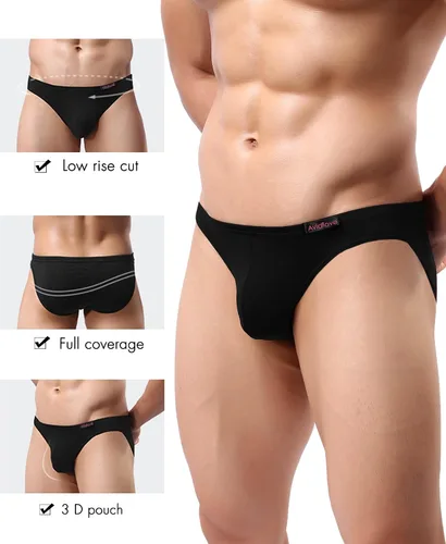 Vista 2 de Avidlove Ropa interior de bikini para hombre, calzoncillos de microfibra de tiro bajo, paquete de 4
