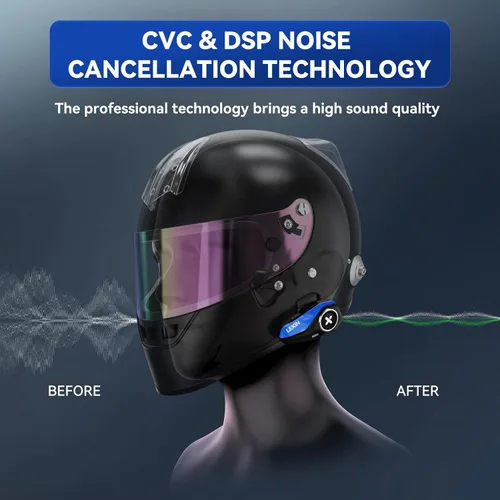 Vista 4 de LEXIN G2P Auriculares Bluetooth para Casco de Motocicleta, Sistemas de Comunicación de Intercomunicación en Grupo, Radio FM/ 6