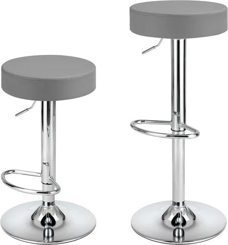 Vista 12 de Finnhomy Juego de 2 taburetes de bar de altura de mostrador, taburetes de bar giratorios con reposapiés y espalda descubierta, taburetes de bar Negro