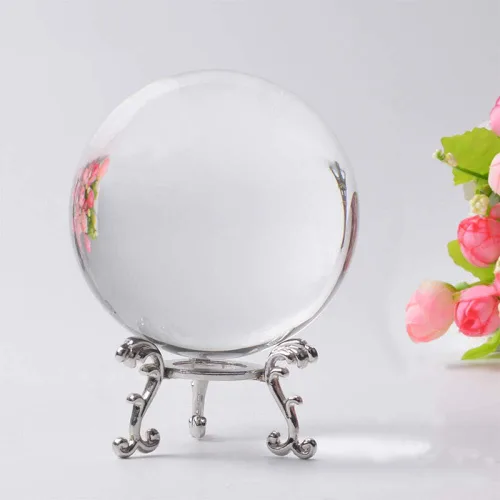 Vista 4 de 6CM 1PC K9 Rare Natural Bolas De Cristal De Cuarzo Cura Bola Esfera Mágica de Vidro Boa Sorte Feng Shui Presente Globo para Decoración de Con base