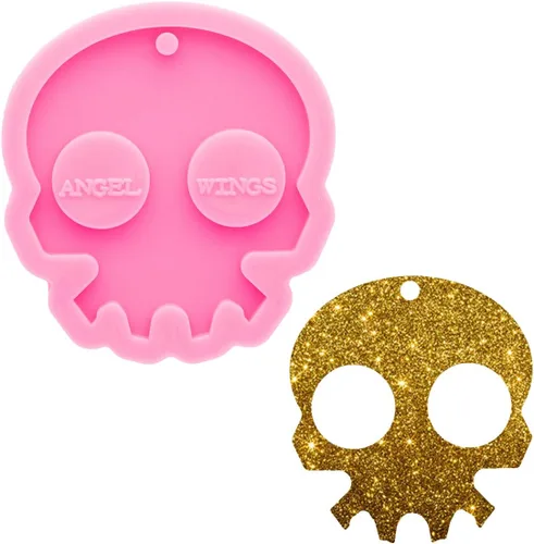 Vista 11 de Molde de resina de silicona para mujer, cabeza de calavera súper brillante, para llavero, collar, colgante, joyería, fabricación de moldes de resina