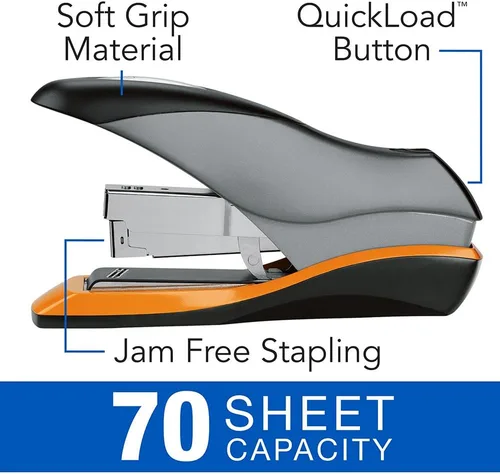 Vista 2 de Swingline Engrapadora, capacidad para 70 hojas, esfuerzo reducido, tira completa, grapadora de escritorio, Optima 70, plata (87870)