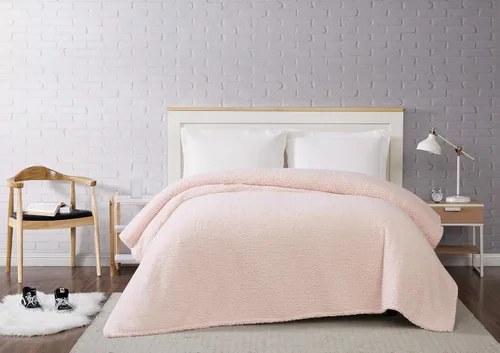 Vista 5 de Brooklyn Loom Marshmallow Sherpa Blush - Manta King de microfibra de 100 % poliéster, temática casual sólida, ropa de cama para adultos, certificado