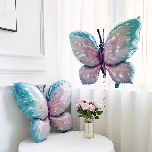 Vista 4 de Globos de mariposa de 4 piezas para decoración de fiestas temáticas de Azul