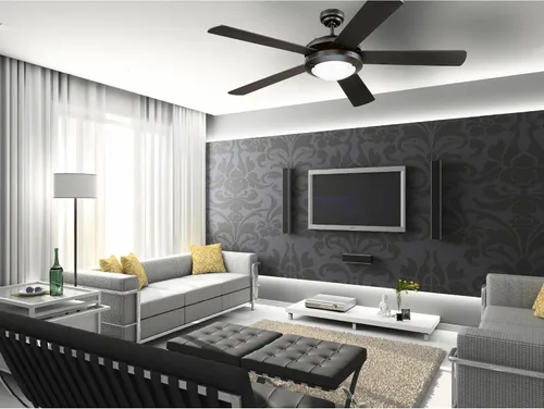 Vista 5 de Ventilador Westinghouse Lighting Comet de techo, para interiores y exteriores, con luz Negro mate