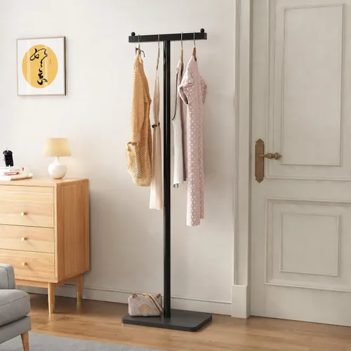 Vista 6 de Percheros independientes con base de mármol, soporte de ropa resistente para entrada, dormitorio, sala de estar, boutiques, 15.7 pulgadas de largo