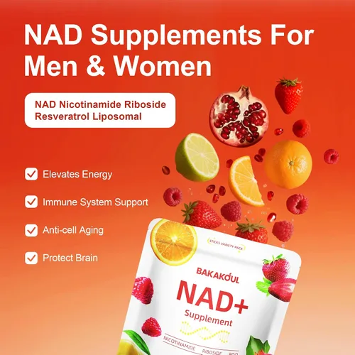 Vista 3 de BAKAKOUL Suplementos NAD para hombres y mujeres, polvo NAD, nicotinamida, ribósida, resveratrol pirroloquinolina liposomal, alternativa
