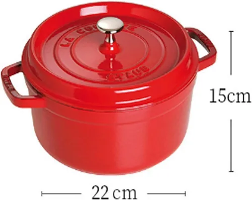 Vista 4 de HESND tg - Olla de hierro fundido, cacerola de hierro fundido esmaltado, olla de hierro fundido para el hogar