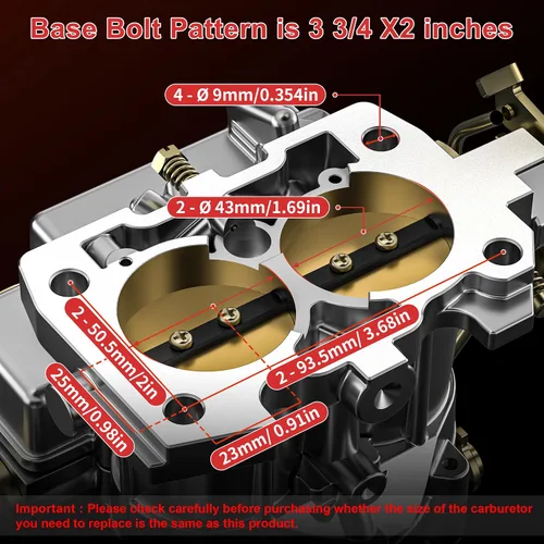 Vista 3 de Carburador marino para Mercruiser 3.0L 2.5L 2 barriles Carburador 4 CYL Mercarb Carb con chorros de enlace largo y juntas estrangulador eléctrico