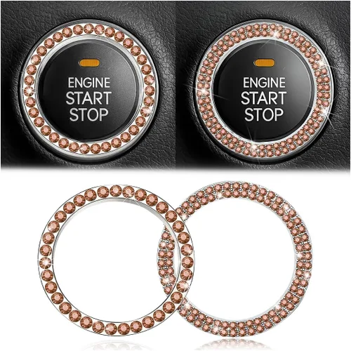 Vista 8 de Calcomanías de anillo de arranque de motor con diamantes de imitación de cristal, paquete de 2 unidades, cubierta / calcomanías para botón de Doble