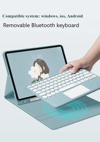 Vista 5 de Funda con teclado para iPad Air2 - Touchpad, magnético, Bluetooth desmontable, funda inteligente delgada para iPad 5ª/6ª generación de 9.7 pulgadas