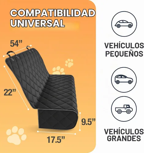 Vista 4 de Active Pets Funda negra para asiento trasero de automóvil, duradera, impermeable y resistente a los arañazos, accesorio antideslizante para perros