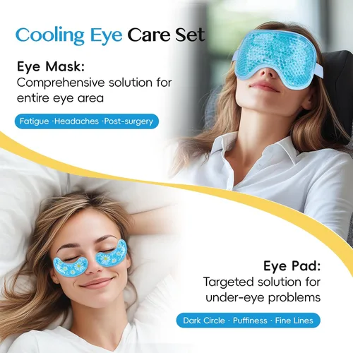 Vista 3 de NEWGO Mascarilla refrescante para ojos hinchados, máscara de ojos fríos para ojos para después de cirugía de ojos, alivio del estrés tensional, Azul