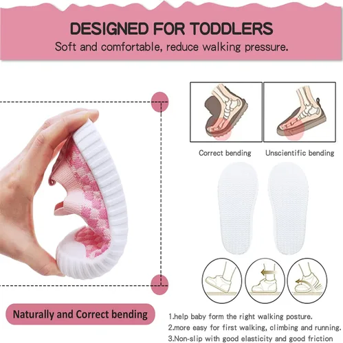 Vista 4 de SEBELLST Zapatos de bebé para niños y niñas, zapatillas antideslizantes y transpirables, suela plana de goma suave, zapatillas de malla casual