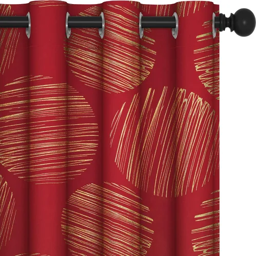 Vista 29 de Deconovo - Cortinas opacas con diseño dorado estampado y ojales, negro, de 42 pulgadas de ancho x 45 pulgadas de largo