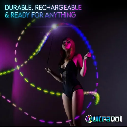 Vista 5 de OrbPoi - Juego Orb Poi con manijas de perilla no LED, bolas LED de contacto recargables por USB, con más de 30 modos de color y patrones