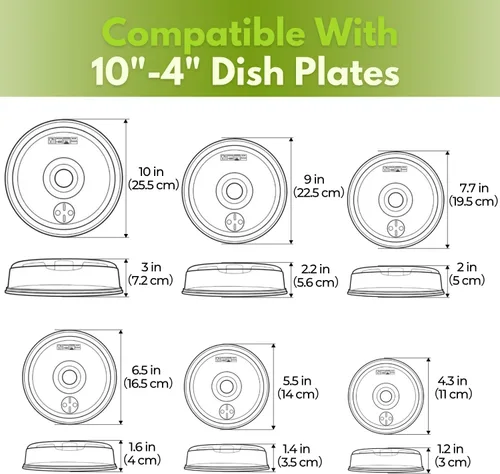 Vista 6 de Flexzion Juego de 5 fundas para platos de microondas, sin BPA, con ventilación de vapor ajustable, aptas para lavavajillas, cubiertas de plástico