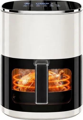 Vista 8 de Freidora de aire, freidora de aire de 6 cuartos con ventana de visión, horno freidora de aire digital 12 en 1, calentamiento rápido de 400 °F, cesta