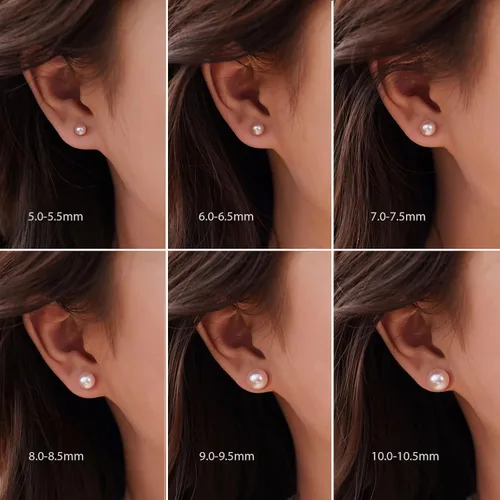 Vista 26 de YAMI Black/Grey/White Pearl Earrings, Real Cultured Pearl, 925 Sterling Silver Stud Earrings Plated with 18K Gold, Classic & Elegant Jewelry Gifts
