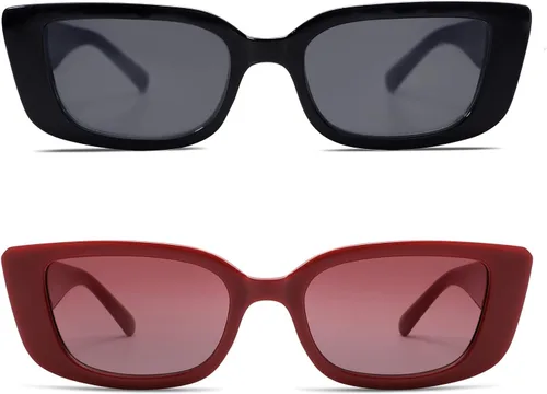 Vista 47 de Allarallvr Lentes de sol rectangulares para mujer, estilo retro de los años 90, Y2K, clásicos, vintage, cuadrados, AR82037