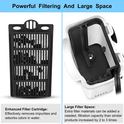 Vista 3 de DaToo Filtro de Potencia de Acuario en Tanque Ultra Silencioso Filtro de Tanque de Peces Pequeño 3W para Acuario de 1 a 10 Galones, Garantía de 1 Año